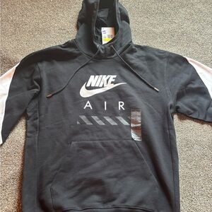 NWT Men’s Sz small loose fit Nike Air Black and White fleece Hoodie unisex